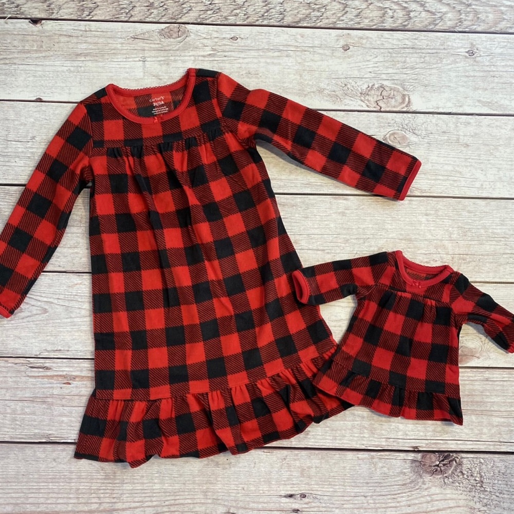 📌🆕 Carter’s • Buffalo Check • Matching Nightgown & Doll Nightgown Set - Picture 11 of 11